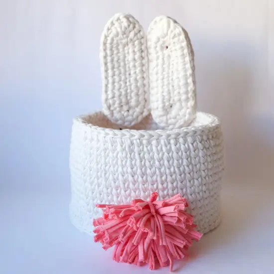 Hoooked Amigurumi DIY Kit W/Eco Barbante Yarn-Bunny Basket {3}