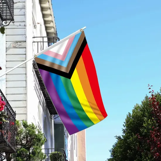 Progress Pride Flag Rainbow Vibrant 3x5ft Poly - Perfect for Showing Your Pride LGBTQ Community Support(1pcs 3x5ft) {5}