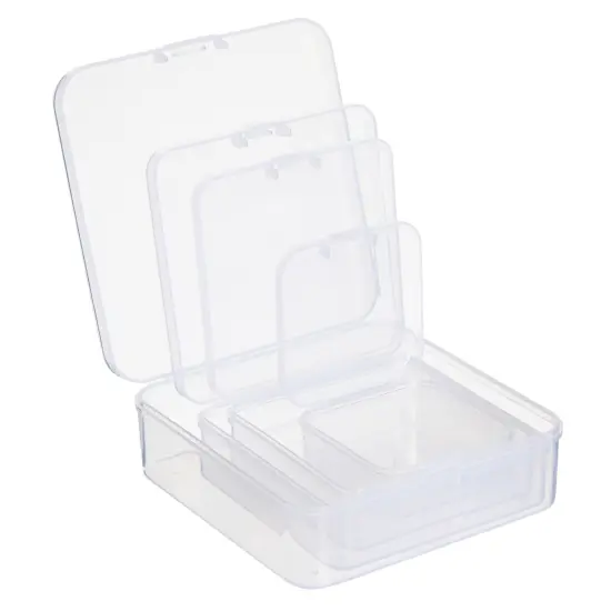 40 Piece Empty Square Mini Storage Containers with Lids for Crafts, Jewelry, Board Game Storage (4 Sizes) Clear {7}