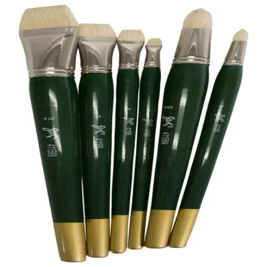Sax Olympia Interlocked Hog Hair Bristle Paint Brushes Long, Assorted Sizes, Set of 6 {1}