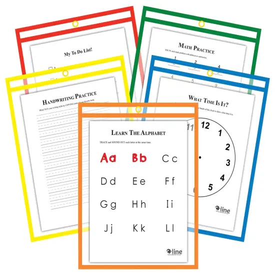 C-Line Dry Erase Reusable Pockets, Assorted Colors, 9 x 12 Inches, Pack of 25 {3}