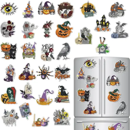 Easy Diamond Painting Kits Fridge Stickers for Adults Kids(Pumpkin) {1}