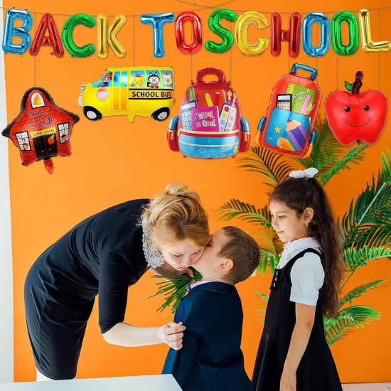 Schoolbag Bus Star House Apple Cute Balloon Accessories for School Opening First Day Party Decoration {3}