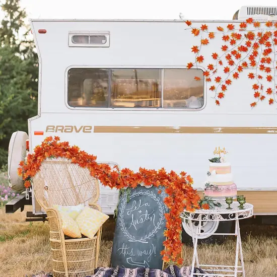 35FT 5 Pack Artificial Fall Vines Autumn Garland Fall Maple Leaves {6}