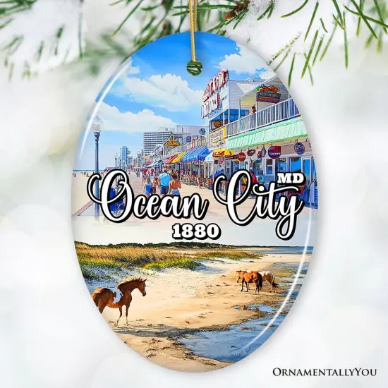 Ocean City Ceramic Ornament, Maryland Coastal Themes Christmas Decoration and Gift {6}