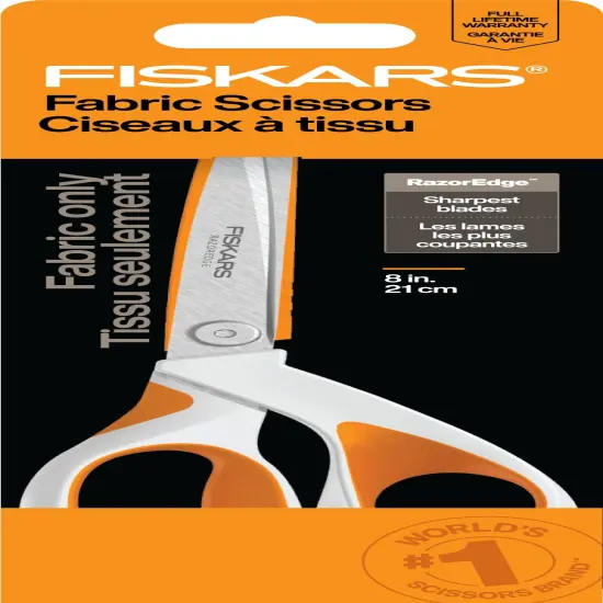 Fiskars RazorEdge(TM) SoftGrip(R) Fabric Scissors-8" White Handle {1}