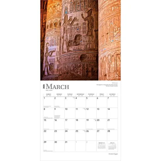 Ancient Egypt | 2026 12 x 24 Inch (Hanging) Monthly Square Wall Calendar | Plastic-Free {3}