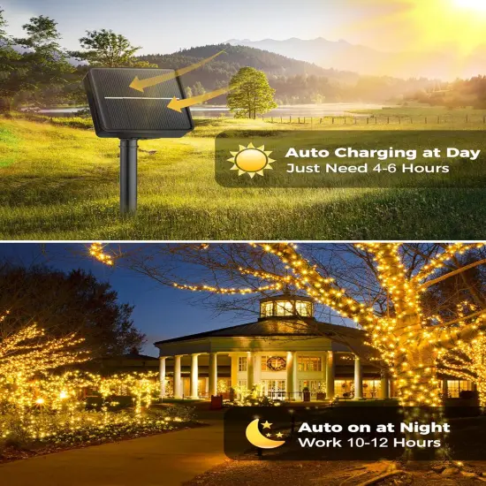 Solar String Lights Outdoor Waterproof- 40 FT 100 LED Solar Powered String Lights with 8 Lighting Modes {2}