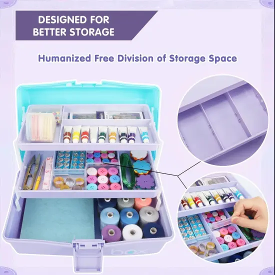 12in Three-Layer Multipurpose Storage Box Organizer - Purple Blue {4}