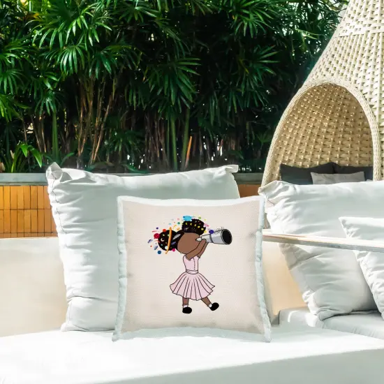 Stupell Industries Celeste Girl with Telescope Outdoor Pillow, 18 x 7 x 18 {2}