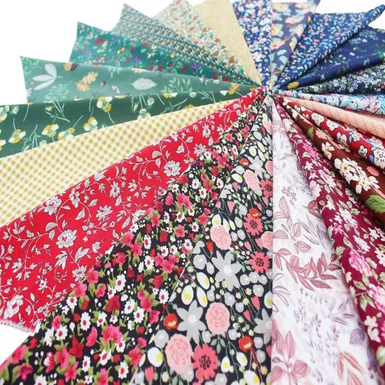 10x10 - 42pc Dark Floral Cotton Precut Fabric Bundle for Quilting {4}