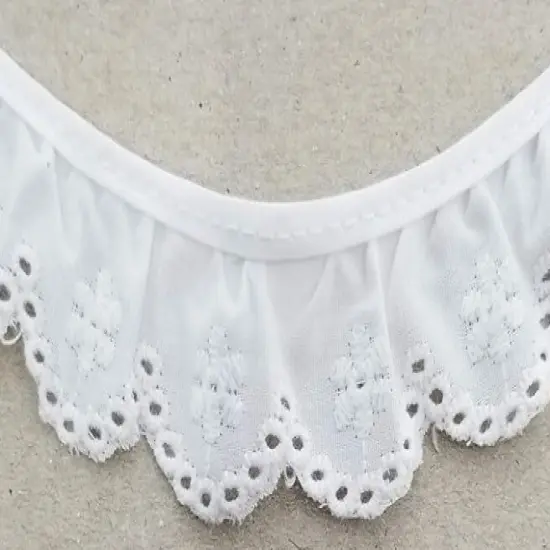 1-1/8" Ruffled Gathered Embroidery Eyelet Trimming - 8 Continuous Yards! (White) {3}