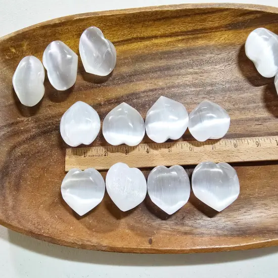 Mini Selenite Heart Stone Polished Smooth From Morocco {4}