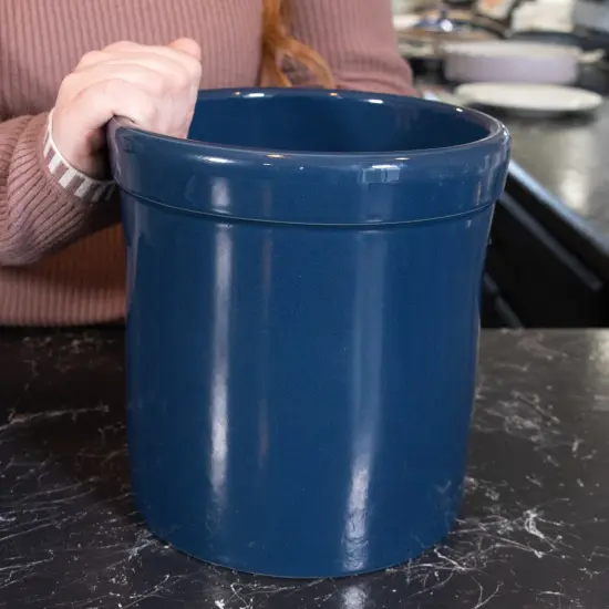 Ohio Stoneware Pickling Fermentation Crock, 1 Gallon Handmade for Food Preservation Storage Utility and Decor, Midnight Blue {5}