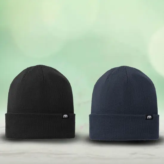 TravisMathew Solid Cuffed Beanie Acrylic Warm Comfortable Adjustable Cuff Black {6}