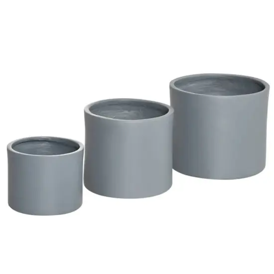3-Pack Stackable Grey Outdoor Planters with Drainage Holes for Plants {2}