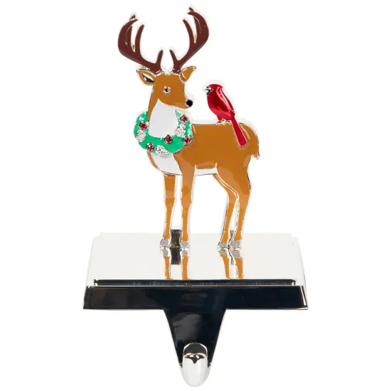 Northlight Reindeer Wearing Wreath with Cardinal Christmas Stocking Holder - 4.75" Brown {3}