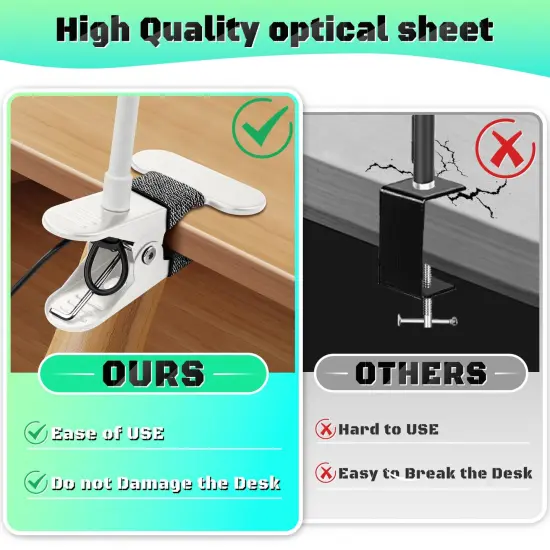 10X Magnifying Glass with Light, Clip on Mganifier with Light, 48 LED Desk Magnifying Glass wtih Clamp, 3 Modes Dimmable Magnifying LED Lamps for Bed Work Crafts DIY Repair White {3}