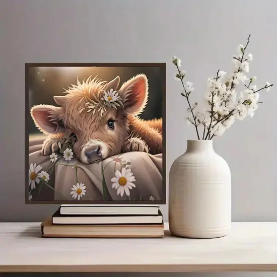 Highland Cow Diamonds Painting Kits for Adults,5D Full Drill Diamond Dots Diamond Art Kits Paintings for Beginners,DIY Round Paint by Diamonds with Gem Art for Home Wall Decor 11.8 X 11.8Inch {4}