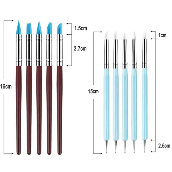 Yagugu Silicone Clay Sculpting Tool - 10Pcs Modeling Dotting Tool for Pottery Craft, Rock, Nail, Blending, Drawing {1}