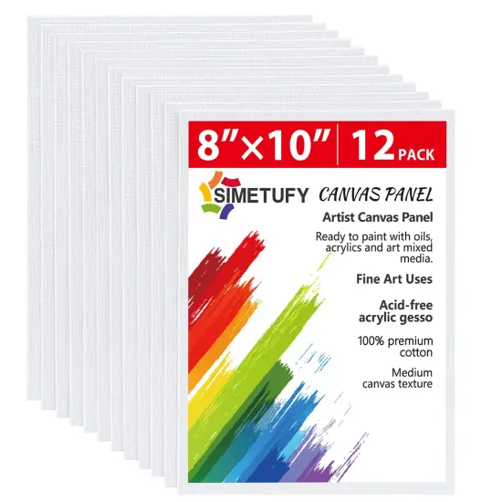 12 Pack 8x10 Canvas Boards for Painting, Blank Canvas Panels Art Painting Supplies - Gesso Primed 100% Cotton for Acrylic Oil Watercolor Tempera Paint {1}