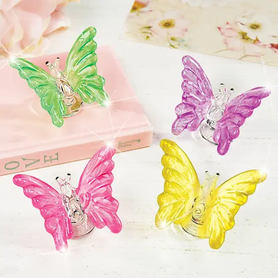 Collections Etc Colorful Glass Butterfly Decorations - Set of 4 {1}