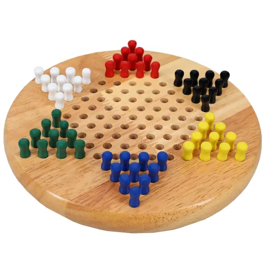WE Games Chinese Checkers with Pegs - Solid Wood Travel Size - 7 in. {3}