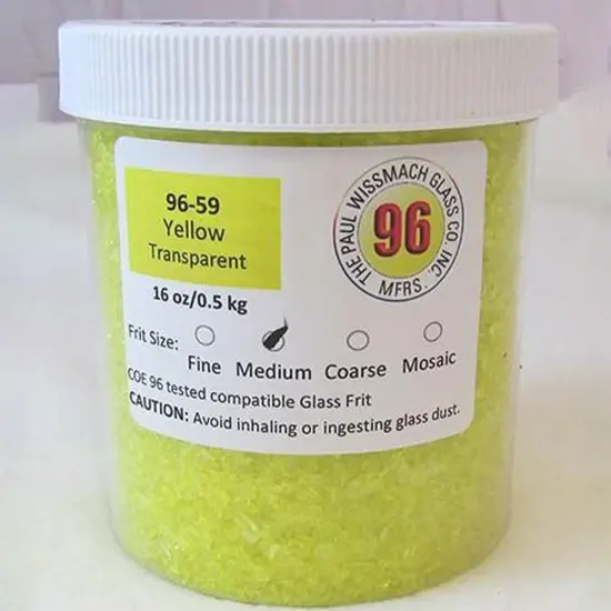 Wissmach Frit Coarse Yellow Transparent 96-52 1Lb. Jar 96 COE {2}