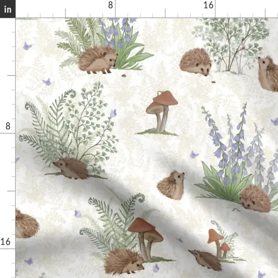 Various Fabrics by the Yard or Fat Quarter Hedgehog Gender Neutral Nursery Woodland Boy Girl Mushroom Custom Printed Fabric by Spoonflower {2}