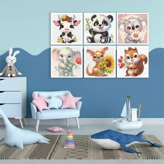 6 Packs 5D Cute Animals Cartoon Diamond Art Kits {3}