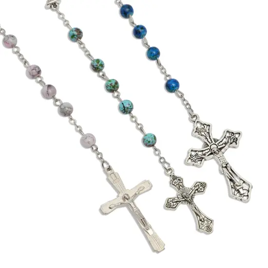 12 Pack Rosary Beads for Men and Women, Bulk Necklaces for Catholic Gifts (6 Colors) Multicolor {7}