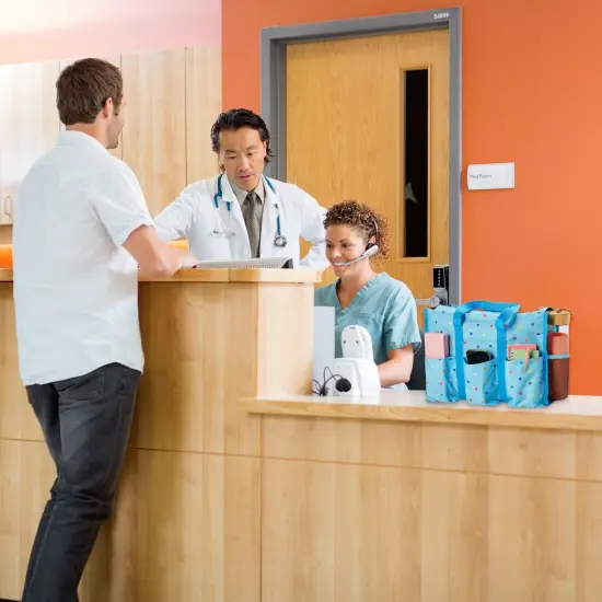 Utility Tote Bag with Pockets and Compartments - Zip Top All Purpose Travel Organizer for Teachers, Nurses, Women (Light Blue, 14.5 x 10.5 x 6 In) {3}