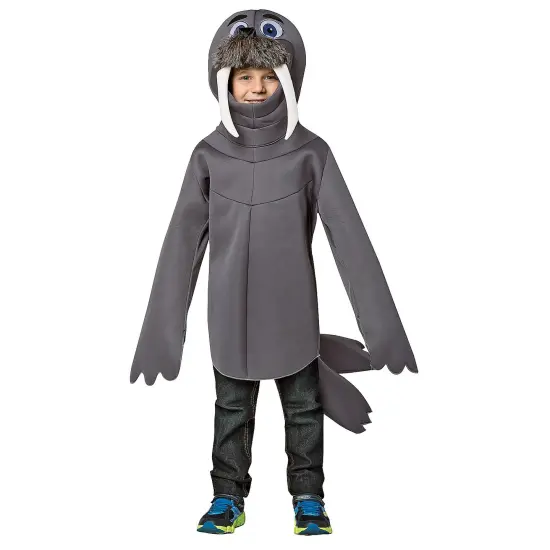Infant Walrus Costume Gray Tunic with Flippers Tail and Tusks, Perfect for Themed Parties {1}