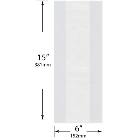 Plymor 6" x 3" x 15" (Pack of 100), 1 Mil Gusseted Plastic Bags {3}