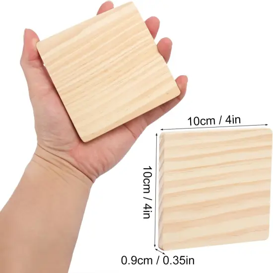 36 PCS 4 Inch Unfinished Wood Coasters, Premium Square Wooden Plaques {2}