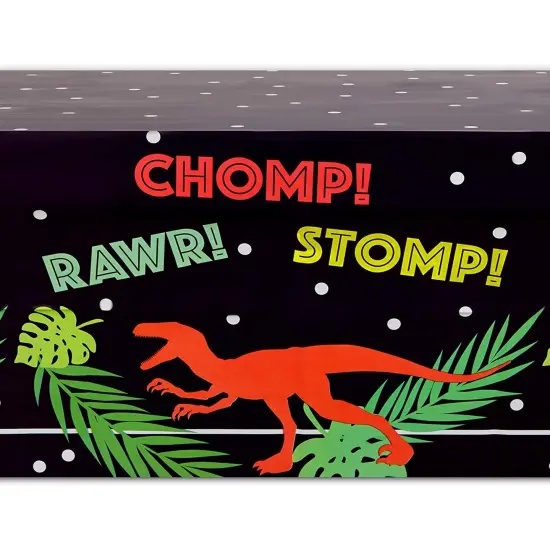 T-Rex Themed Plastic Tablecloth for Dinosaur Birthday Party (Black, 54 x 108 in, 3 Pack) {5}