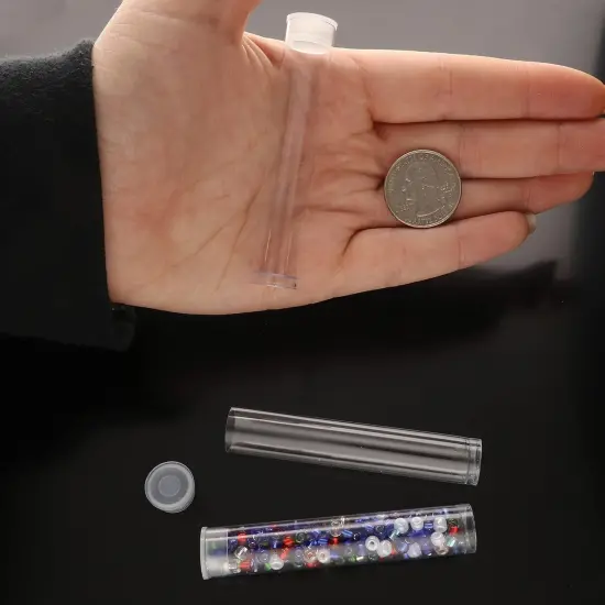 The Beadsmith Clear Plastic Tubes - 3-Inch-Long Round Tubes, 9/16 Inches in Diameter - Flat Caps - Use for Beads, Bath Salts, Wedding & Party Favors, Home or Office Storage - Bag of 25 {5}