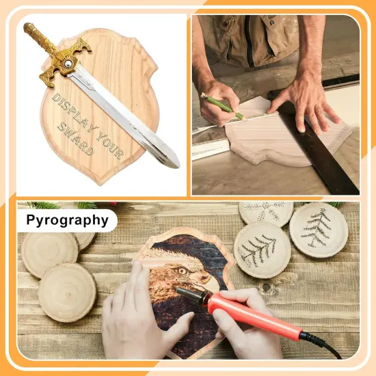 3 Pieces Unfinished Wooden Shield Plaque {5}