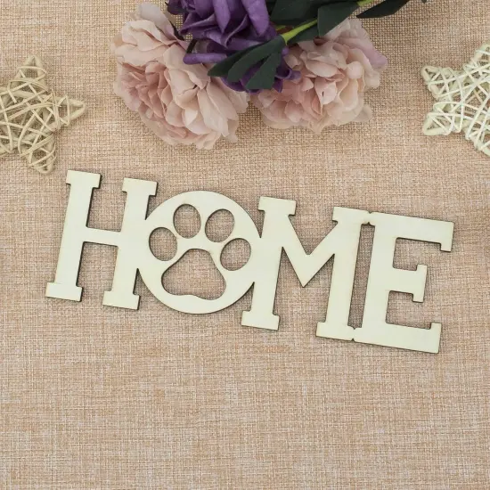 3pcs Home Paw Wood Sign Blank Wooden Dog Cat Paw Plaque, 7.9x2.6 in {4}