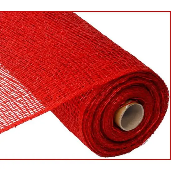 10" Poly Burlap Mesh Ribbon: Red {1}