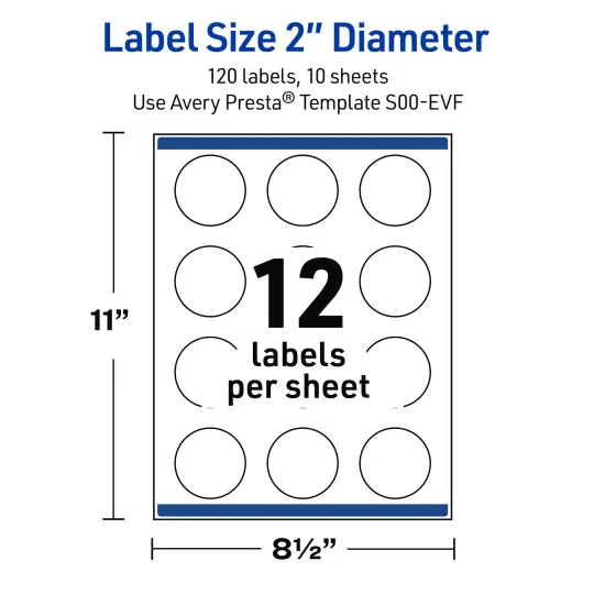 Avery Printable Round Labels with Sure Feed Technology, Pre-Printed Floral Design, Glossy White, 2" Diameter, Laser & Inkjet Compatible, 120 Total, Great for Branding, Marketing, and Events {5}