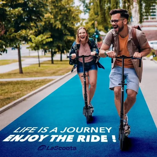 LaScoota Kick Scooter for Adults & Teens. Perfect for Ages 8-14 and Men & Women. Lightweight Foldable Adult Scooter Large Sturdy Wheels Blue {7}