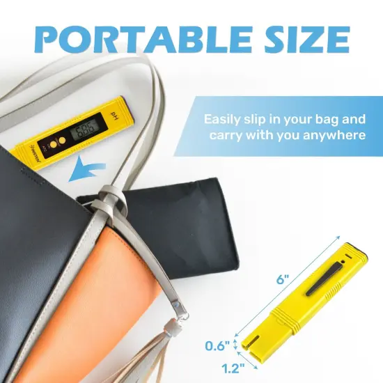 Insten - Digital pH Meter Tester Pen for Water Hydroponics, High Accuracy, Pocket Size, 0-14 pH Measurement Range, Yellow {6}