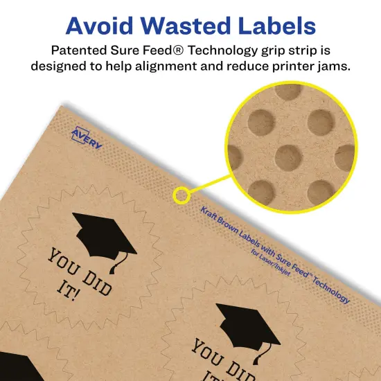 Avery Kraft Brown Starburst Labels with Sure Feed, 1.75" {4}