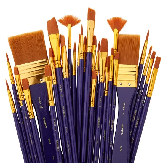 KINGART&reg; Gold Nylon Brush Set 30 pc {1}