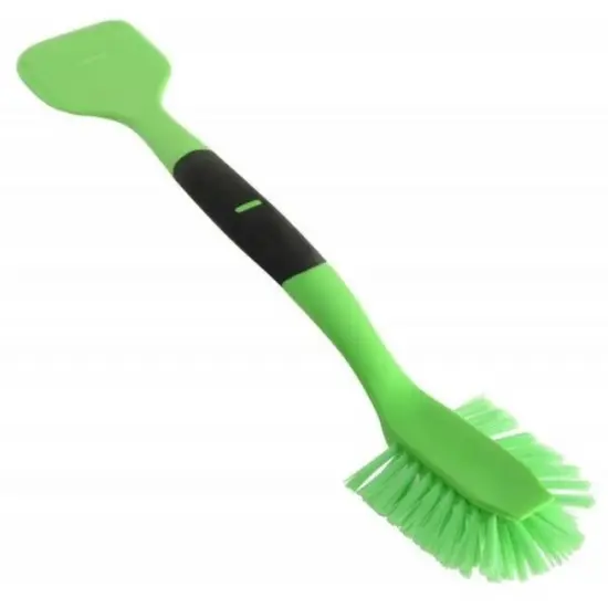 Norpro 2in1 Dish Scrub Brush Dishes Cleaning Scrubber Wand and Pot Scraper Red {3}