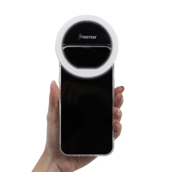 Insten 3" Mini LED Selfie Ring Light with Clip for Laptop Tablet Cell Phone Video, Dimmable, 36 Beads, Battery Powered, Black {3}