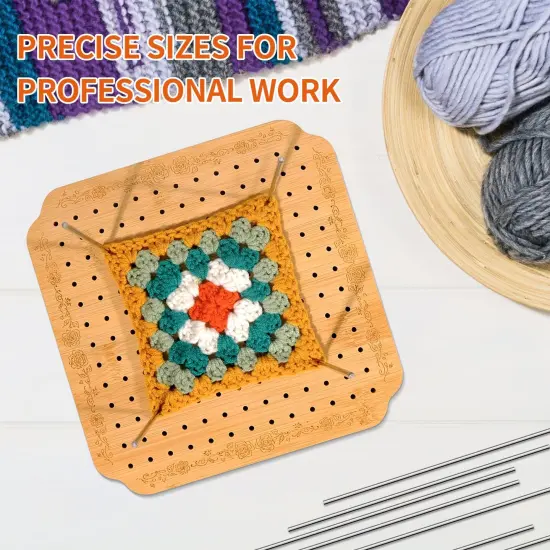 7.6 in Blocking Boards for Crochet Projects with Rose Pattern, Crochet Blocking Board with Pegs, Granny Square Blocking Board with 20 Stainless Steel Pegs, Bamboo {3}