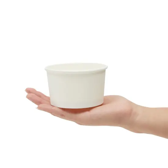 100 Pack Disposable Paper Ice Cream Cups, Dessert Bowls for Sundae Bar, Frozen Yogurt (White, 8 oz) {5}