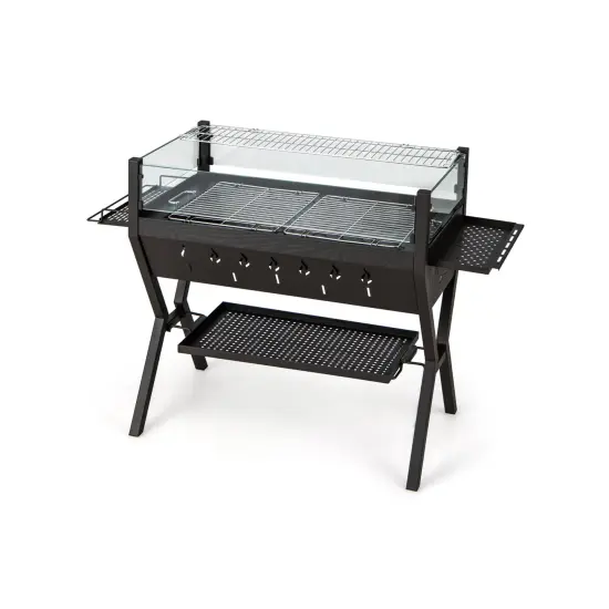 Outdoor Charcoal Grill &ndash; BBQ, Stove & Fire Pit, Stainless Steel Grates, Wind Guard, Ample Grilling Space & Storage Racks {1}